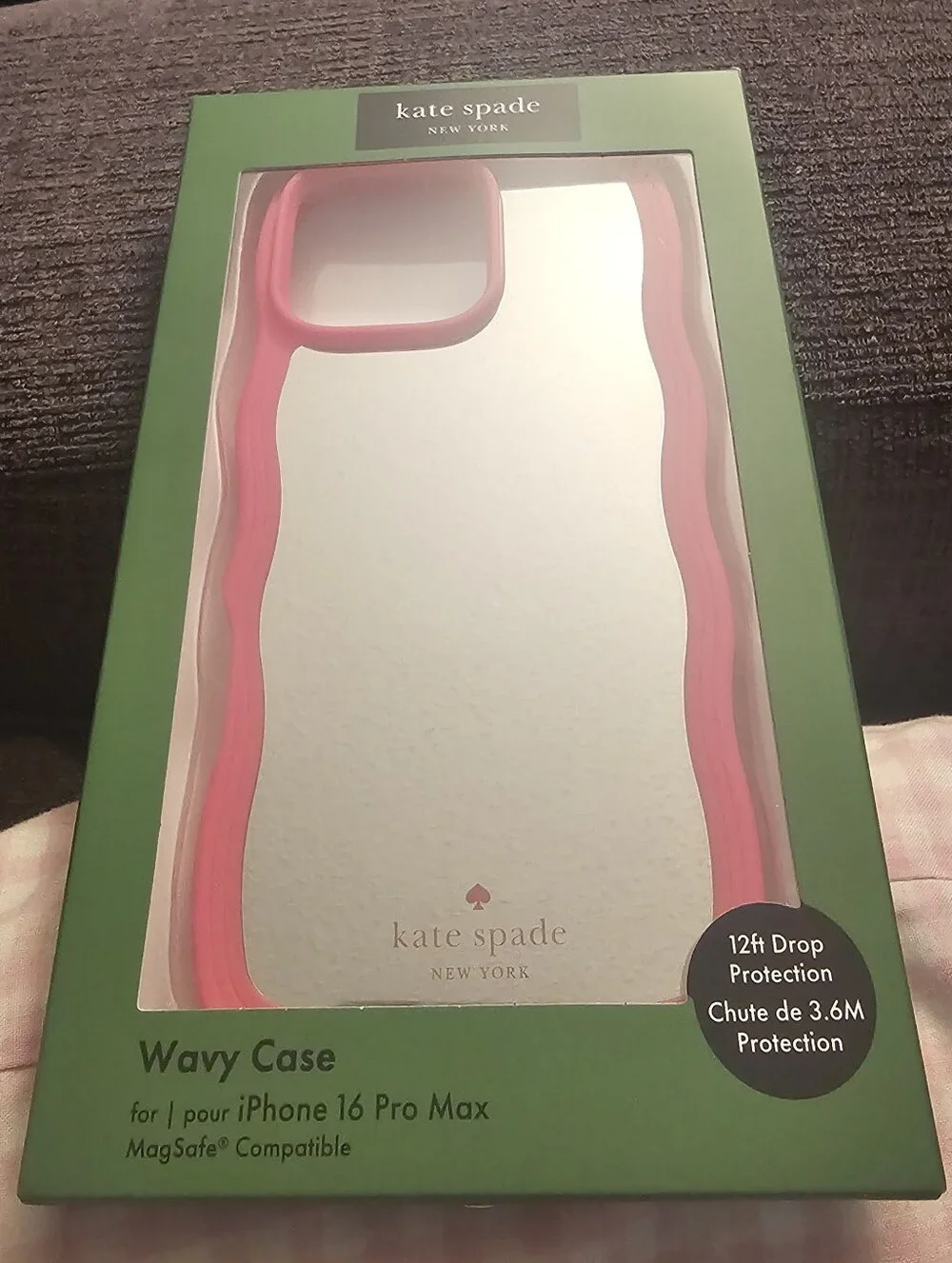 BRAND NEW Kate Spade Pink Wavy Mirrored iPhone 16 Pro Max Case